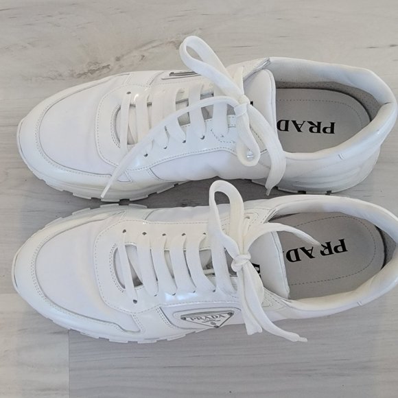 Prada Prax Tonal Low-Top Bianco Calzature Uomo Sneakers Size 10 D Retail $1100 - Picture 7 of 12